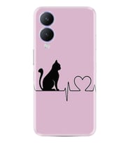 Vivo Y17S Kılıf Resimli Desenli Baskılı Silikon Pink Cat Heart 1303