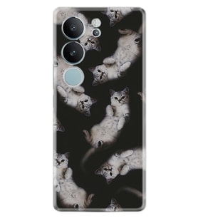 Vivo V29 Kılıf Silikon Desen Özel Seri Sevimli Kedicikler 1785