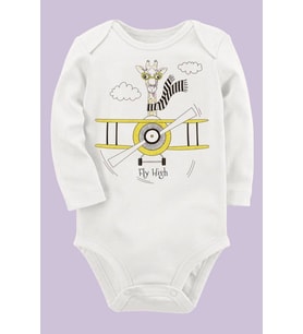 Organik Baskılı Pamuklu Unisex Bebek Body UZUNKOLE14