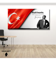 Panoramik Kanvas Makam Panosu Atatürk ve Bayrak Anneler Hakkında Sözü