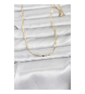 Mey İthalat® CM 14K Gold Renk Lazerli Yassı Model Zincirli 60 cm Kadın Kolye