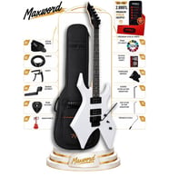 Maxword GT-Line-WH Profesyonel Warlock Kasa HH Elektro Gitar Seti Beyaz