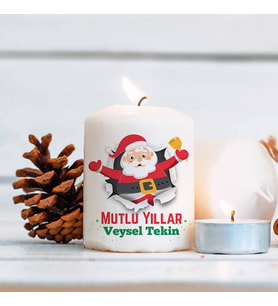 Kişiye Özel Mutlu Yıllar Noel Baba Mumu