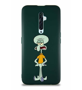 Oppo Reno 2Z Soft Premier Kapak Squidward Dokunaç Tasarımlı Silikon Kılıf - Yeşil (Şeffaf)