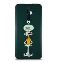 Oppo Reno 2Z Soft Premier Kapak Squidward Dokunaç Tasarımlı Silikon Kılıf - Yeşil (Şeffaf)
