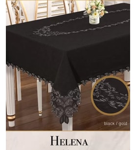 Helena Model Keten Dantelli 155x220 cm Krem Şık Yemek Masası Örtüsü Tasarım