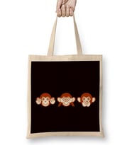 Speak See Hear No Evil Japan Monkeys Japanese Art Emoticon Bez Çanta Uzun Saplı