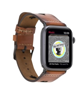 Apple Watch Uyumlu Deri Kordon 42-44-45mm Avesta RST2EF (Taba)