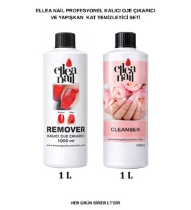 Profesyonel Kalıcı Oje Çıkarıcı Remover 1 L ve Tırnak Temizleyici Cleanser 1 L Seti