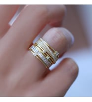 Sarmal Model Zirkon Taşlı Gold Kaplama Gümüş Yüzük