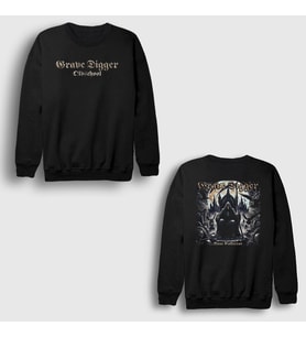 Presmono Unisex Siyah Bone Collector Grave Digger Sırt Baskılı Sweatshirt 548080tt