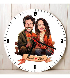 Sevgiliye Hediye Kişiye Özel Ciftlere Özel Bankta Aşkımız Karikatürlü Duvar Saati