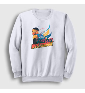 Presmono Unisex Beyaz Fire Russell Westbrook Sweatshirt 368771tt
