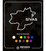 Sivas Harita Araba Sticker siyah 18x14 CM (Beyaz)