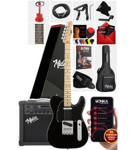Midex TLX-50BK-25AMP Tele Kasa Maple Klavye 2 Single-Coil 25W Amfili Elektro Gitar