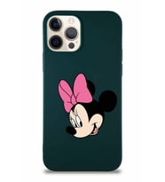 Apple iPhone 12 Pro Soft Premier Kapak Minnie Mouse-B Tasarımlı Silikon Kılıf - Yeşil (Şeffaf)