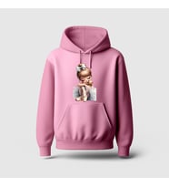 Tatlı Balerin Tasarım Baskılı Hoodie Sweatshirt (Pembe)