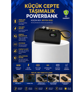 LED Göstergeli 2000mAh Cep Tipi Hızlı Şarj Powerbank