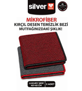 2’li Luxury Mikrofiber Temizlik Bezi 40x40 cm Kırmızı Gri Kırçıl Süper Emici İz Bırakmaz
