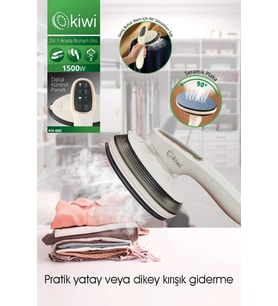 Kiwi KSI-660 Buharlı Ütü 2si 1 Arada 1500W Güçlü LED Ekranlı 90° Dönebilen Saplı Krem