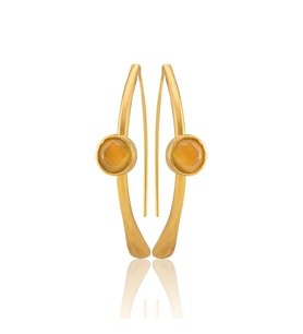 Kadir Jewellery 22 Ayar Altın Kaplama Kadın Taşlı Küpe -El İşçiliği Ve Hipoalerjenik Küpe