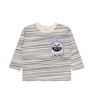 Civil Boys Çizgili Canavar Baskılı 2-5 Yaş Sweatshirt - Beyaz