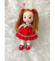 Kırmızı Pamuk Şekerim Bebek Amigurumi Organik Oyuncak