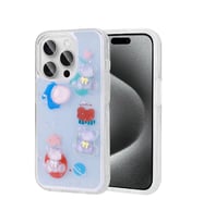 iPhone 15 Pro Kılıf Kabartma Figürlü Parlak Minimini Silikon Kılıf (Mor)