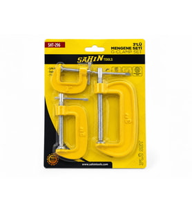 DORDOİ Sahin 3'lü G Tipi Mengene Seti 1" - 2" - 3" Çelik Karbon G-Clamp Sıkıştırma Kelepçe Seti SHT-296