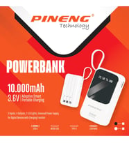 Pineng 10.000 mAh 4 Kablolu Ledli Powerbank PN-560 (Siyah)