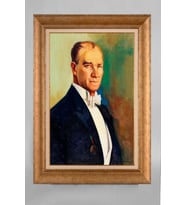 Altın Varaklı Paspartulu Çerçeveli Atatürk Tablo sd784