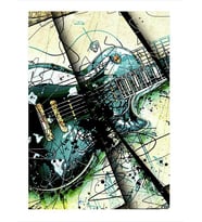 Elektro Gitar Dekoratif ahşap Tablo