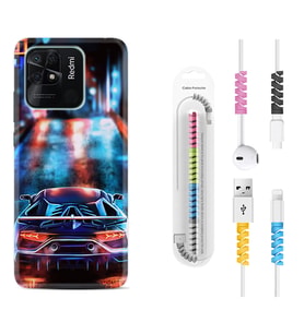 Xiaomi Redmi Note 7 8 9 Pro 10 2022 10 Pro 10S Kılıf Kablo Koruma Spiral Silikon Neon Cars 1724