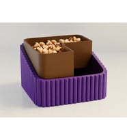 3D Baskı Fıstık Kasesi - Çift Hazneli Kabuk Ayırıcı Sunum Kasesi - Mor Kahverengi