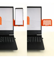3D Baskı Monitor Telefon Tutucu - Petek Desenli Laptop Kenar Telefon Tutucu-Turuncu