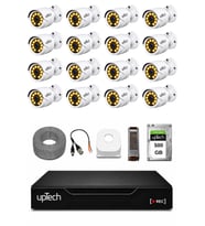 UPTECH Full HD 16 Kameralı Gece Renkli Görüş Su Geçirmez Güvenlik Kamera Seti 500 GB HDD 2239