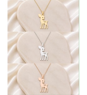 Kişiye Özel Minimalist Bambi Geyik Kolye 925K Gümüş