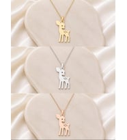 Kişiye Özel Minimalist Bambi Geyik Kolye 925K Gümüş