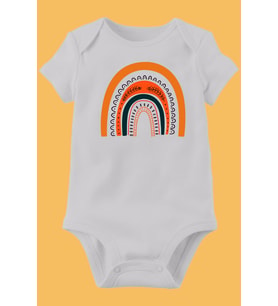 Unisex Bebek Beyaz Organik Baskılı Pamuklu Body