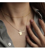 Kişiye Özel 925 Ayar Gümüş Geyik Kolye Güç ve Asalet Sembolü (Gold)