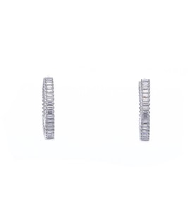 20 mm Halka Baget Taşlı 925 Ayar Gümüş Kadın Küpe