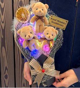 Size Özel Renkli Led Işıklı Peluş Ayıcık Buketi Premium Ayıcık Buketi