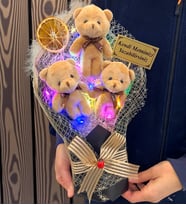 Size Özel Renkli Led Işıklı Peluş Ayıcık Buketi Premium Ayıcık Buketi