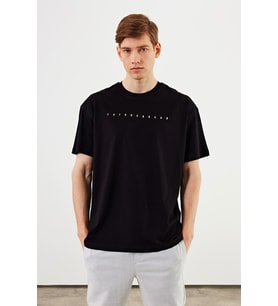 Leo Erkek Oversize Tshirt %100 Pamuk Bisiklet Yaka Baskı Detaylı Basic Tişört MTLCE76