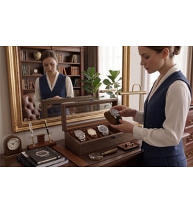 Woodini Premium Taba 6'lı Ahşap Saat Kutusu - Yeni Nesil Yastıklı