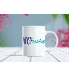No Problems Renkli Motto Kupa Bardak - Pozitif Enerji Hediyesi (Beyaz)