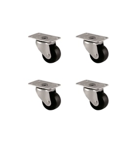 Furç Tablalı Bilyalı Teker - 28MM - Siyah HKS232 - 4 Adet