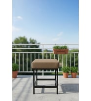 Metal ayaklı Sırtsız Bank Puf Bench Balkon-bahçe-kafe-çay Seti pufu (Cappuccino)