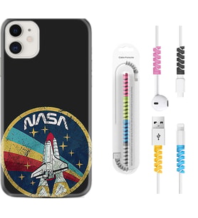 Apple iPhone 11 12 13 Mini Kılıf Kablo Koruma Spiral Silikon Nasa 1326