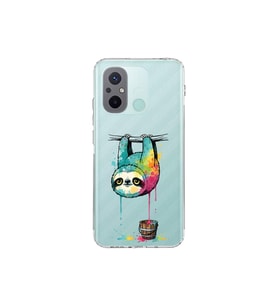 Redmi 12C ile Uyumlu Splash Tembel Hayvan Tasarımlı Şeffaf Silikon Kılıf
